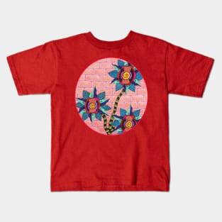 Brick Wall Flower Pot in Color Kids T-Shirt